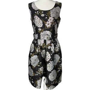 Samantha Sung Rachel Dress Balconies Brocade Floral Metallic Dress‎ Size 6 NWT